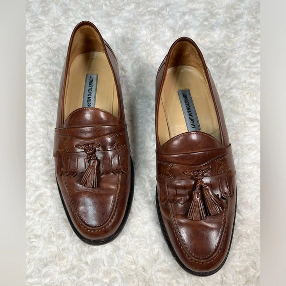Johnston & Murphy | Brown Moc Toe Slip On Dress Kiltie Tassel Loafers - Picture 2 of 8